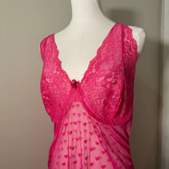 Dreamgirl  heart print underwire sheer slip dress 3X coquette Barbie - Picture 3 of 6